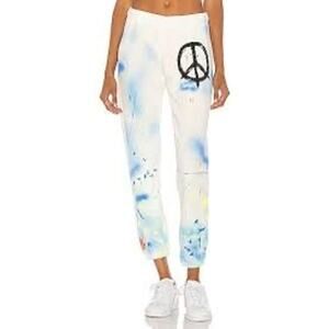 Lauren Moshi Gia Long Sweatpants in White Paint Splatter Size M